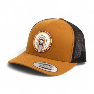 Illinois Fighting Illini Chief Illiniwek YP Snapback Hat- Carmel/ Black